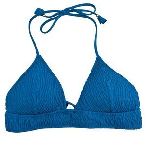 VICTORIA’S SECRET SMOCKED TRIANGLE PADDED STRAPPY BIKINI TOP BLUE MEDIUM‎